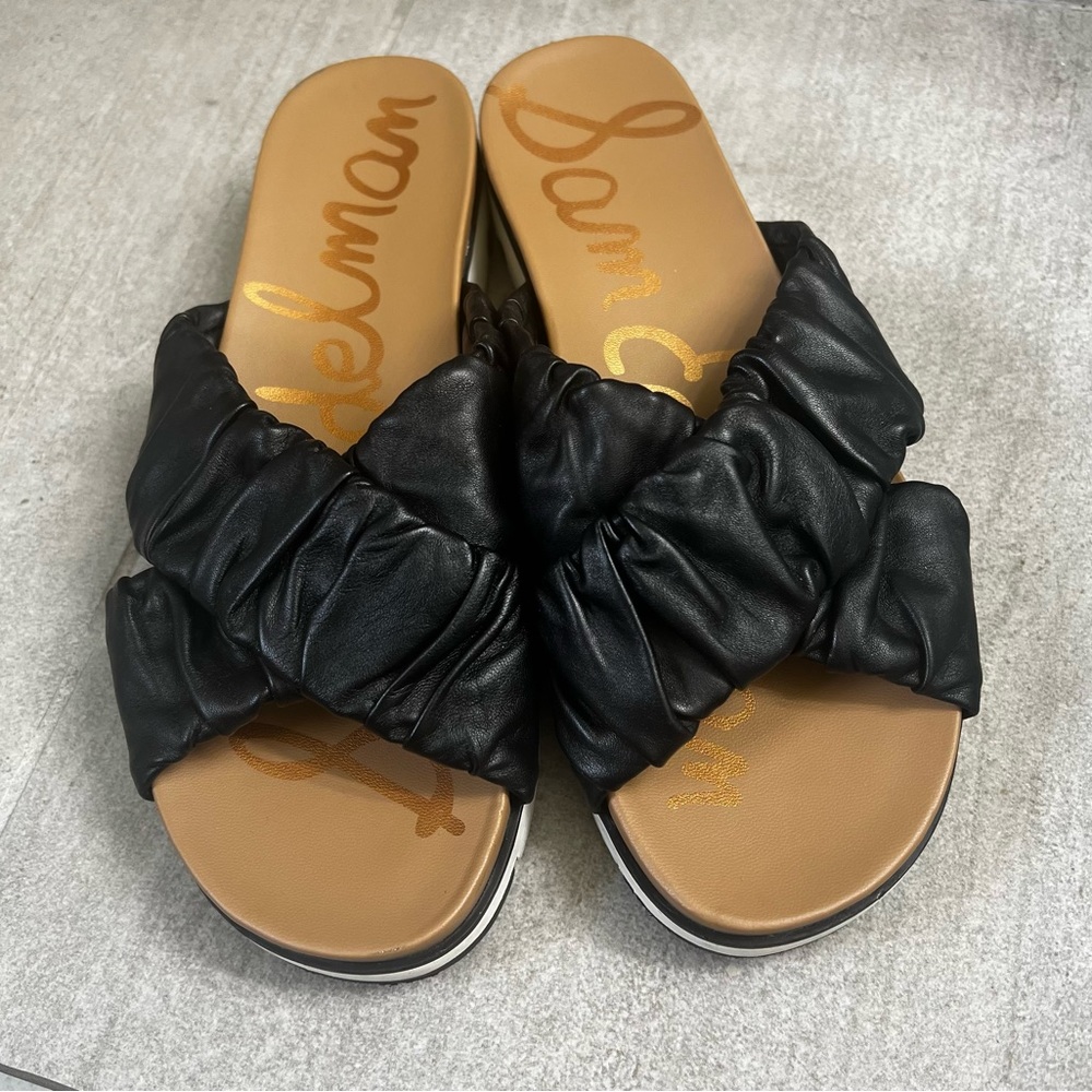Sam Edelman, size 8 1/2, black crisscross slides. Gently used!